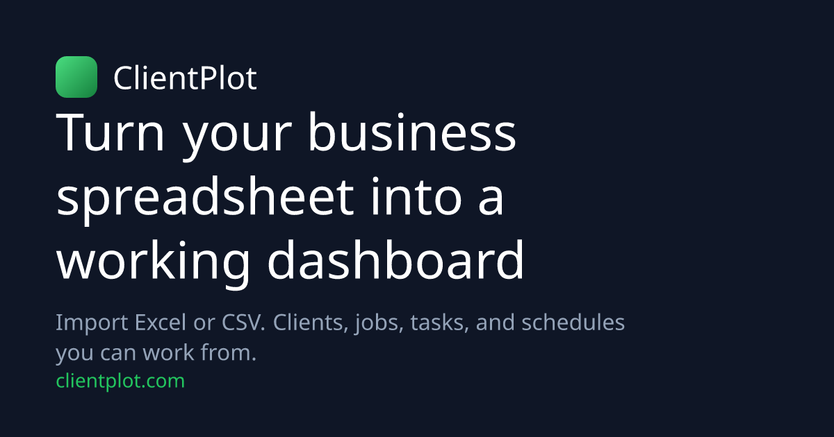 Looking for freelancers who manage clients in spreadsheets to test ClientPlot logo